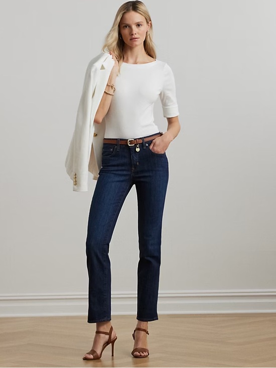 Lauren Ralph Lauren Denim - Lauren Ralph Lauren Mid-Rise Straight Jean in Deep Royal Wash Denim